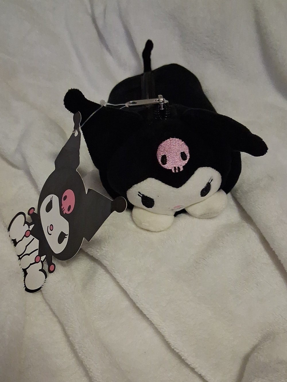 Hello Kitty Kuromi Plush Coin Pouch in Black, Pink, White